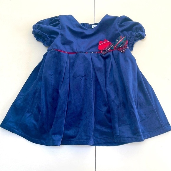 ❤️ 🆕 MAX STUDIO Girls Blue VELOUR Holiday Dress Size 18M - Picture 2 of 4